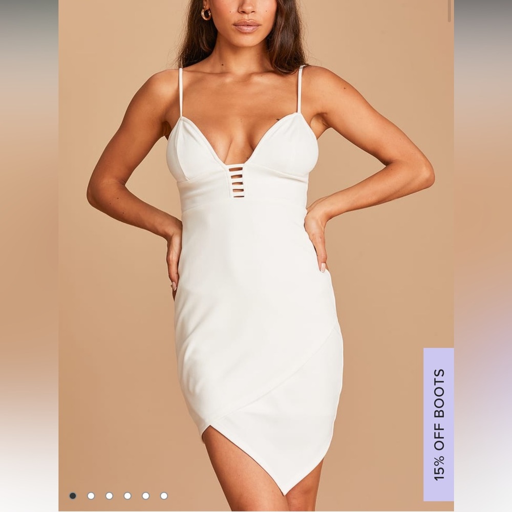 Lulus Let's Dance All Night White Asymmetrical Bodycon Mini Dress